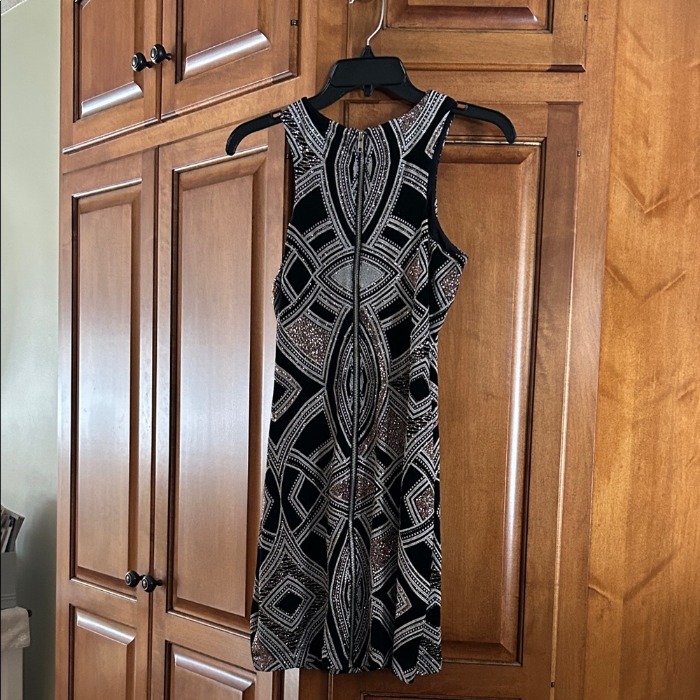 Speechless Black and Silver Patterned Mini Dress - image 2